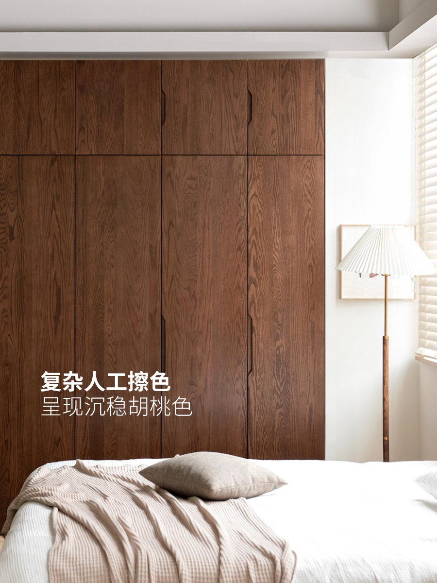 【预售15天】实木衣柜现代简约收纳柜胡桃色衣橱北欧卧室家具储物柜